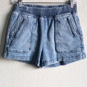 Aerie Boardwalk Shorts XS Blue Chambray Zip Pocket